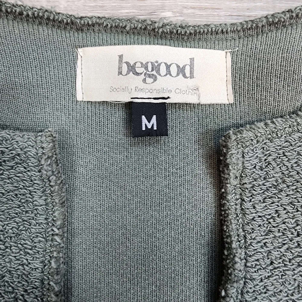 BE GOOD Organic Cotton Grean Open Face Cardigan Jacket Size Medium